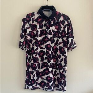 Greyson  Black and Pink Bermuda Floral Golf Polo Shirt size Medium